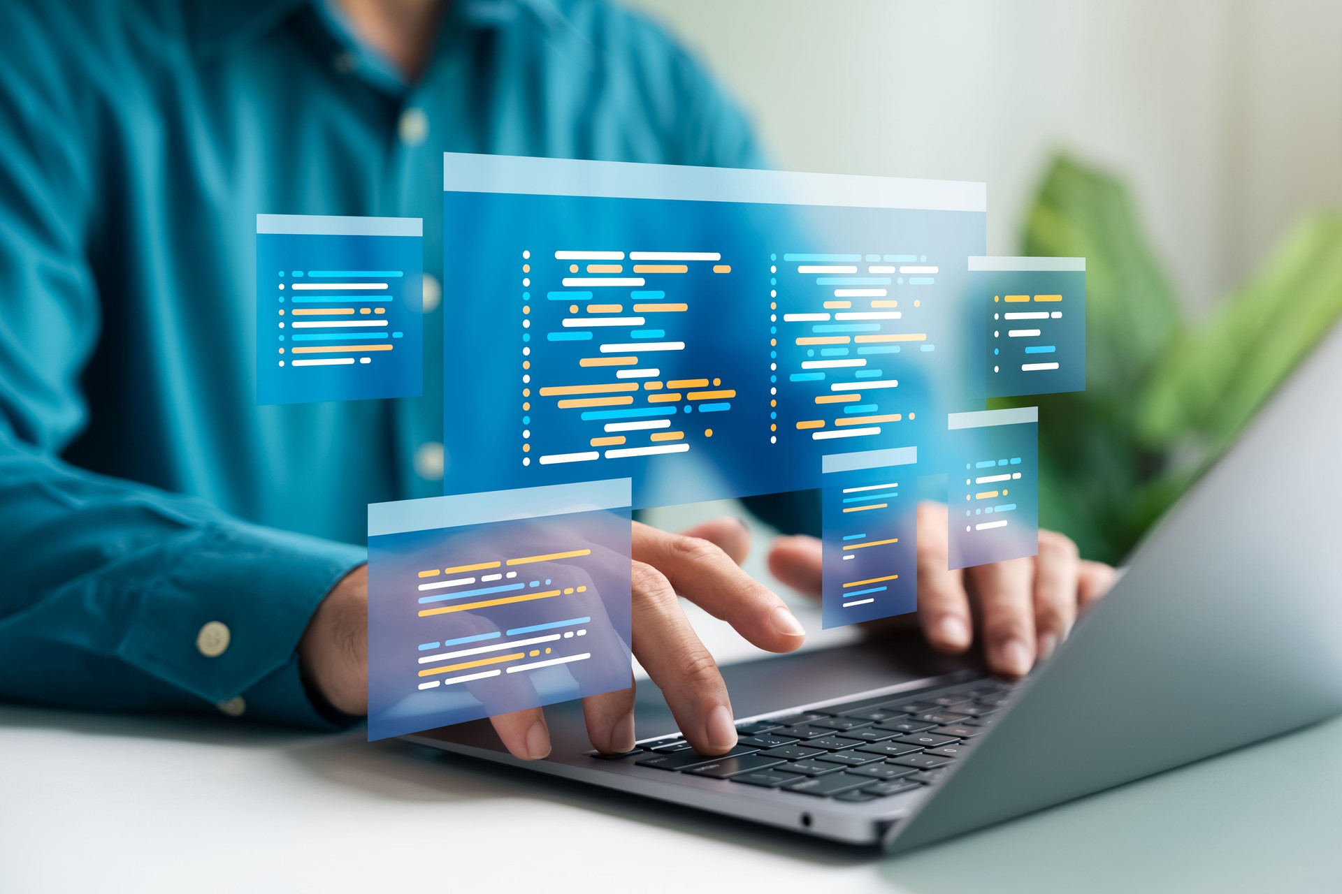 Software development concepts and programming for various devices, Software Engineer Computer programmer, coding process, chart, testing platform Data analytics, online safety.